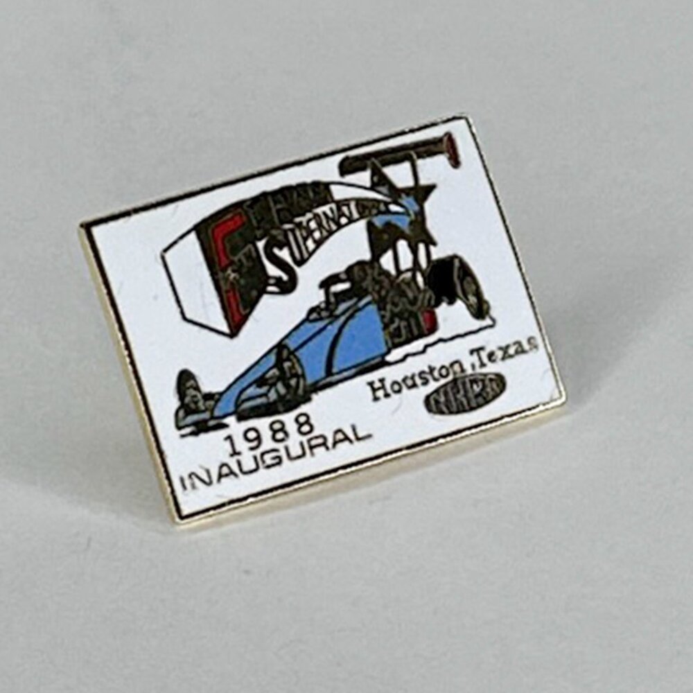 Vintage 1988 Fram Supernationals NHRA Inaugural Drag Racing Texas Hat/Jacket Pin